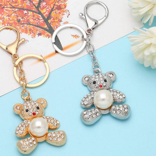 CUTE CREATIVE DIAMOND STUDDED TEDDY BEAR KEYCHAIN
