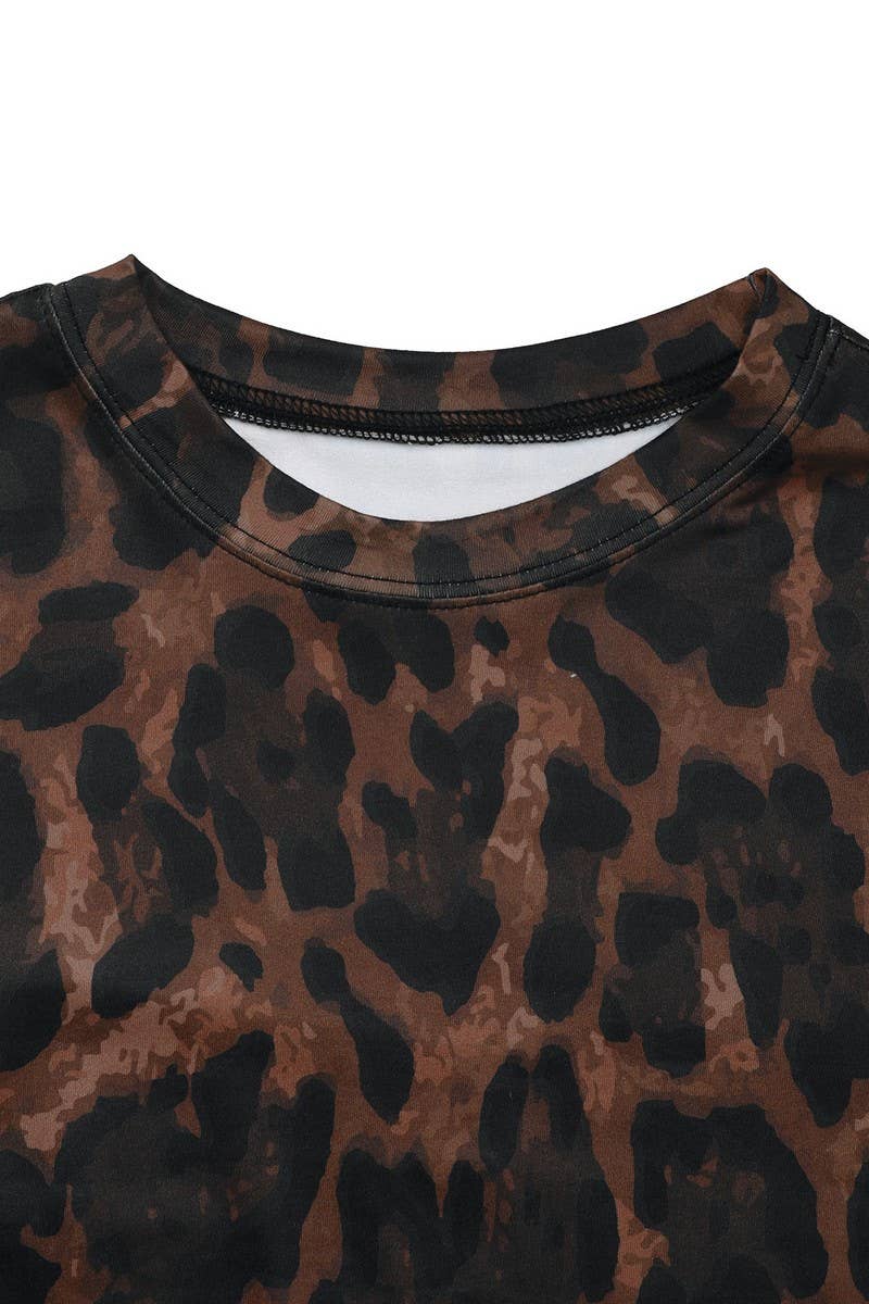 CWSTB2097_LEOPARD PRINT SLIM FIT SPLIT SKIRT SET