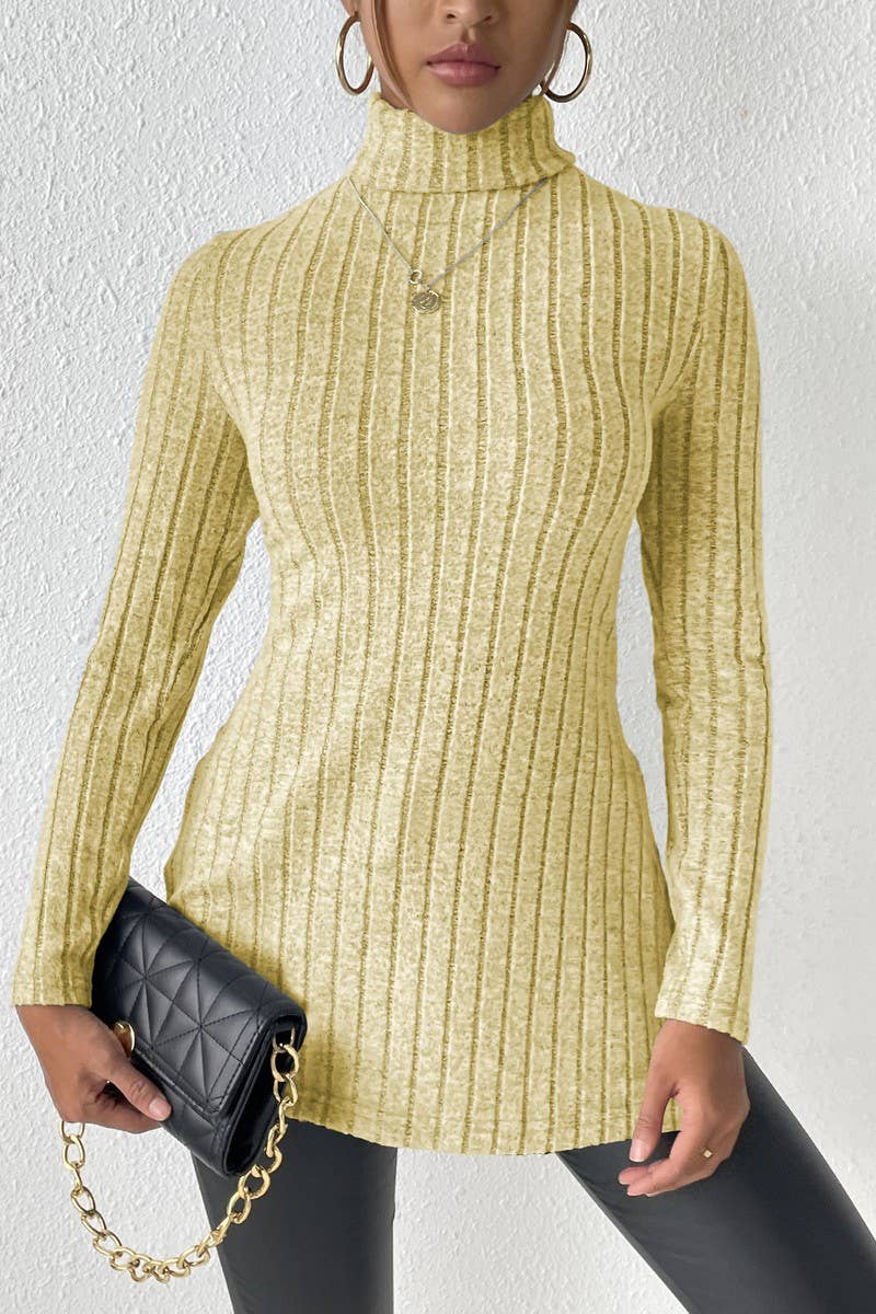 CWTTL1315_Turtle Neck Long Slv With Side Slit Pullover Top
