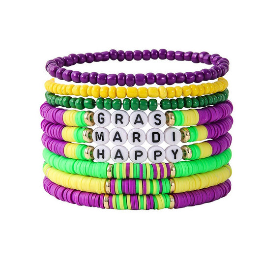 MULTI-LAYERED POLYMER CLAY LETTER BRACELET SET