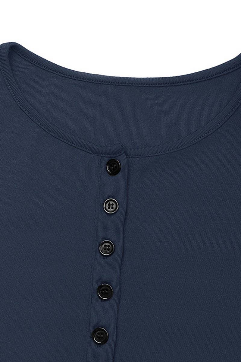 CWTBLL00735_SLIM FIT COLORBLOCK MOCK LAYER LONG SLEEVE TOP