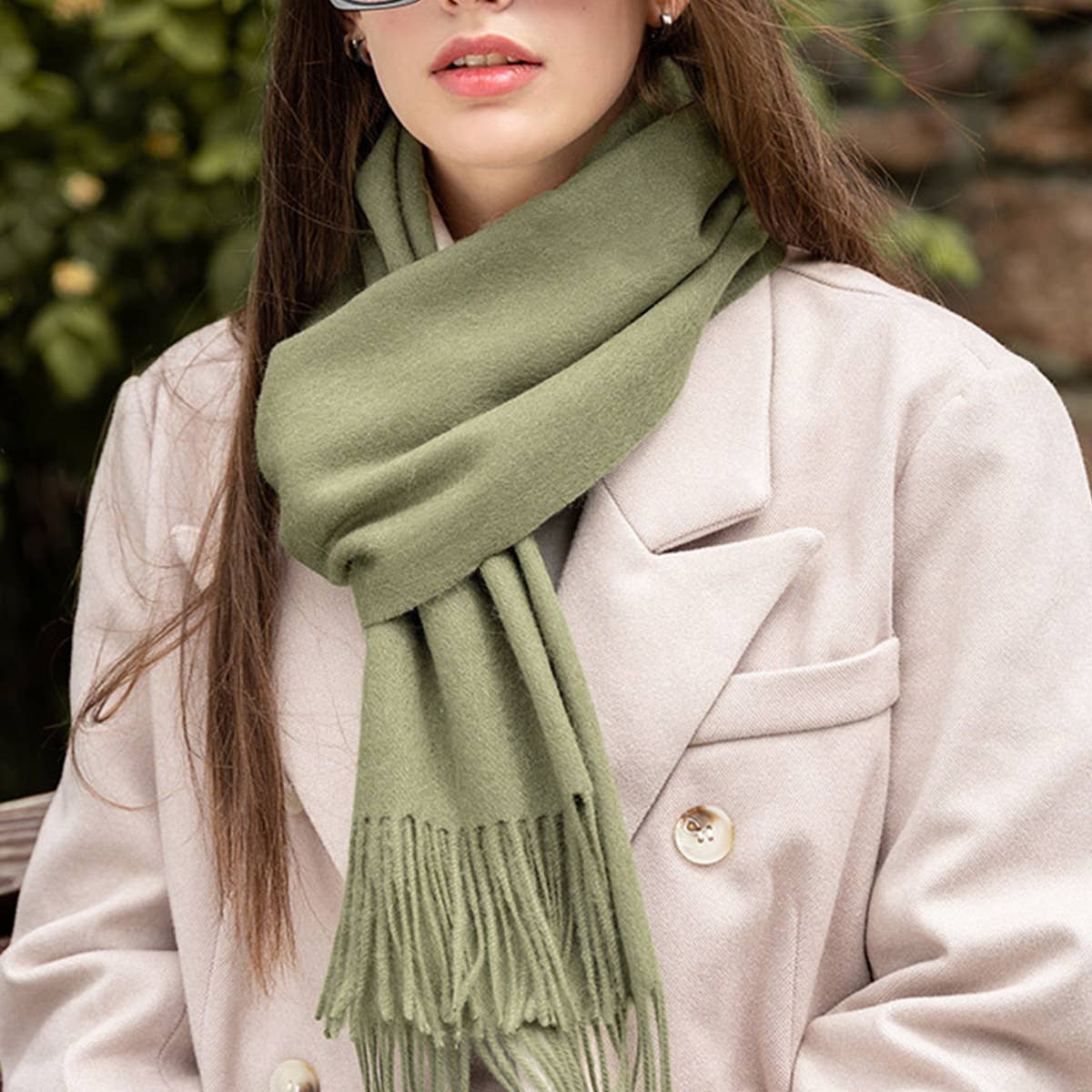 Unisex Wool Scarf ? Soft Solid Color with Tassels