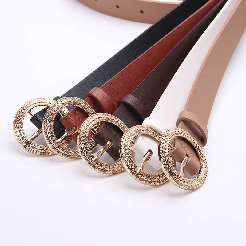 Fashion versatile personalized round-buckle belt