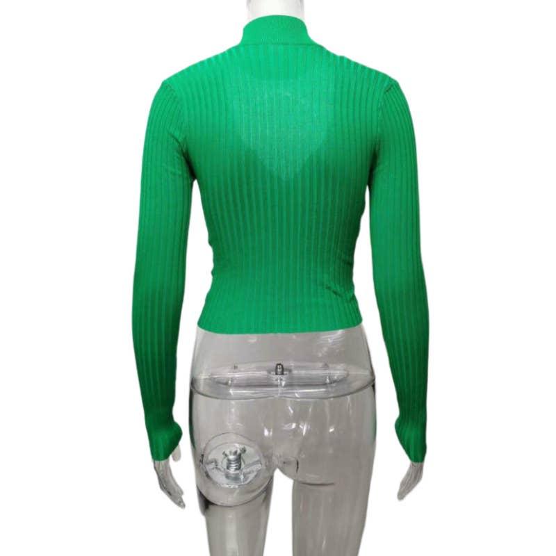 Cross-necked crop top knitted sweater