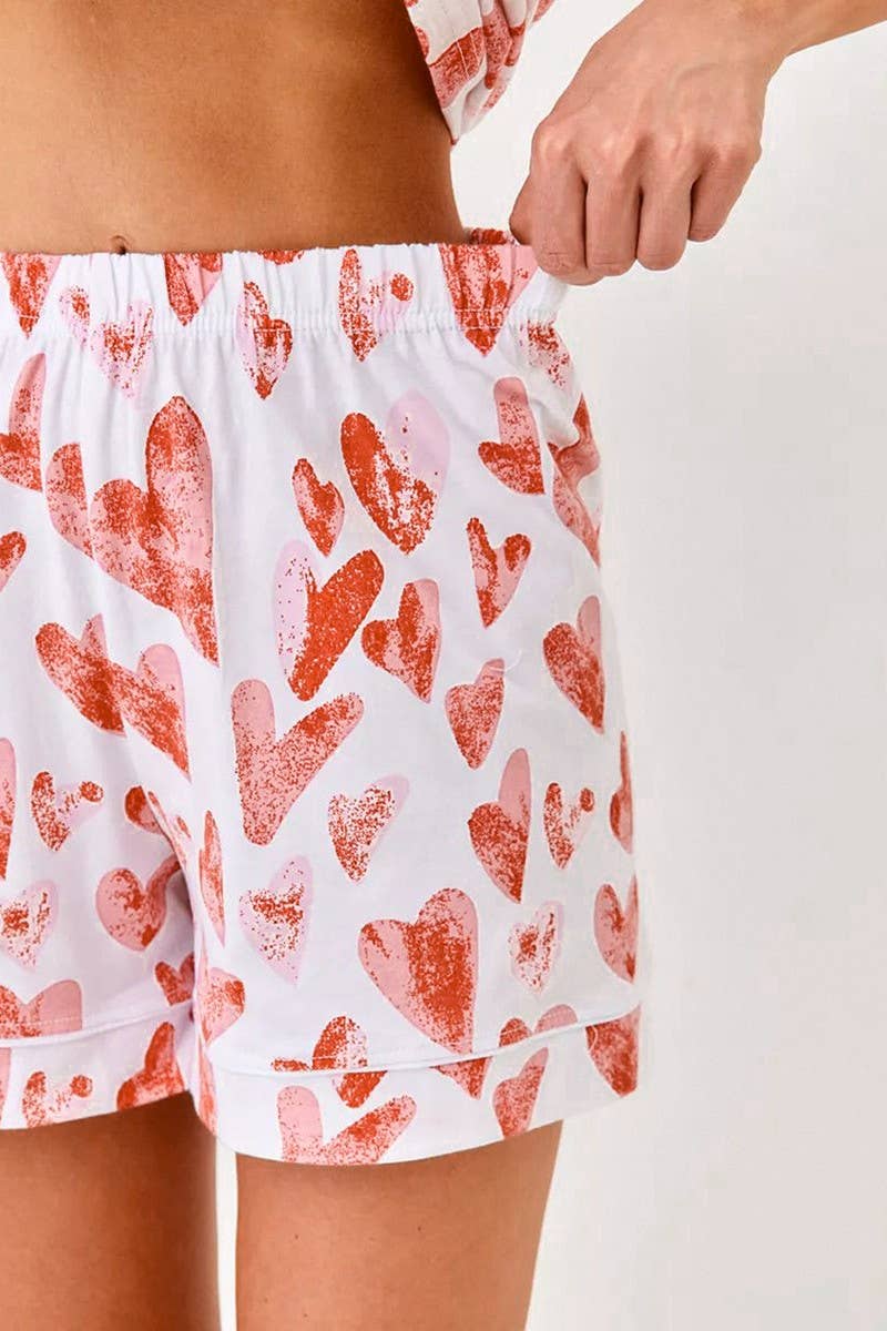 CWSPJ0187_HEART PRINT LOOSE HOMEWEAR PAJAMA SET