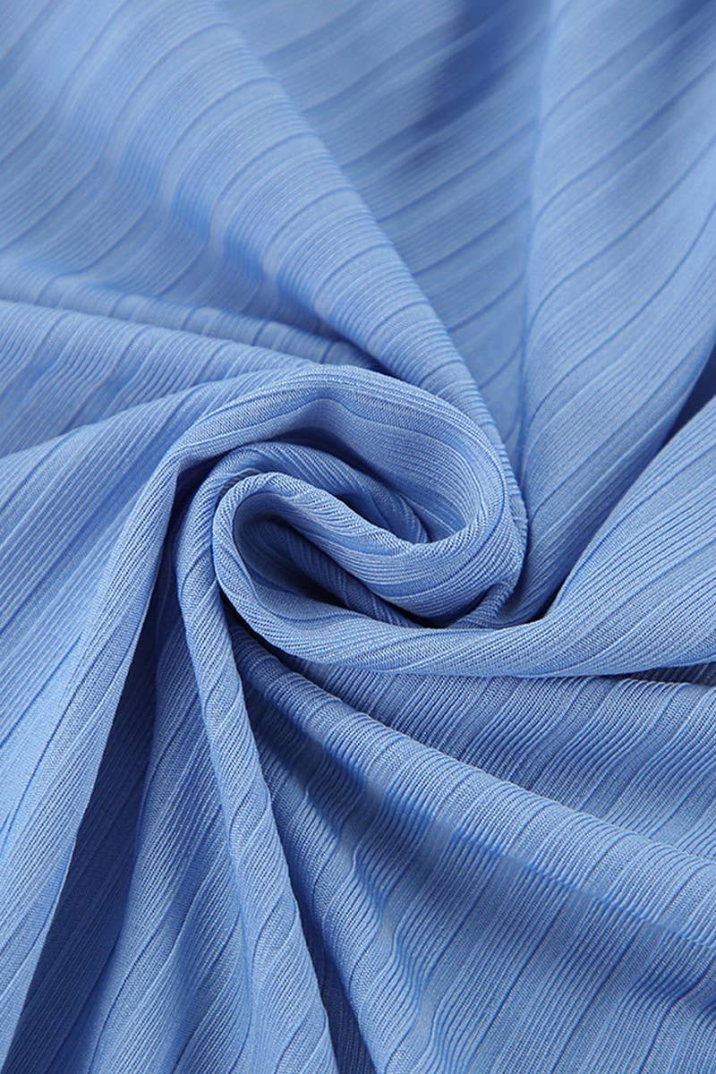 CWSPJ0260_BLUE KNITTED ROBE HOME THREE-PIECE SET