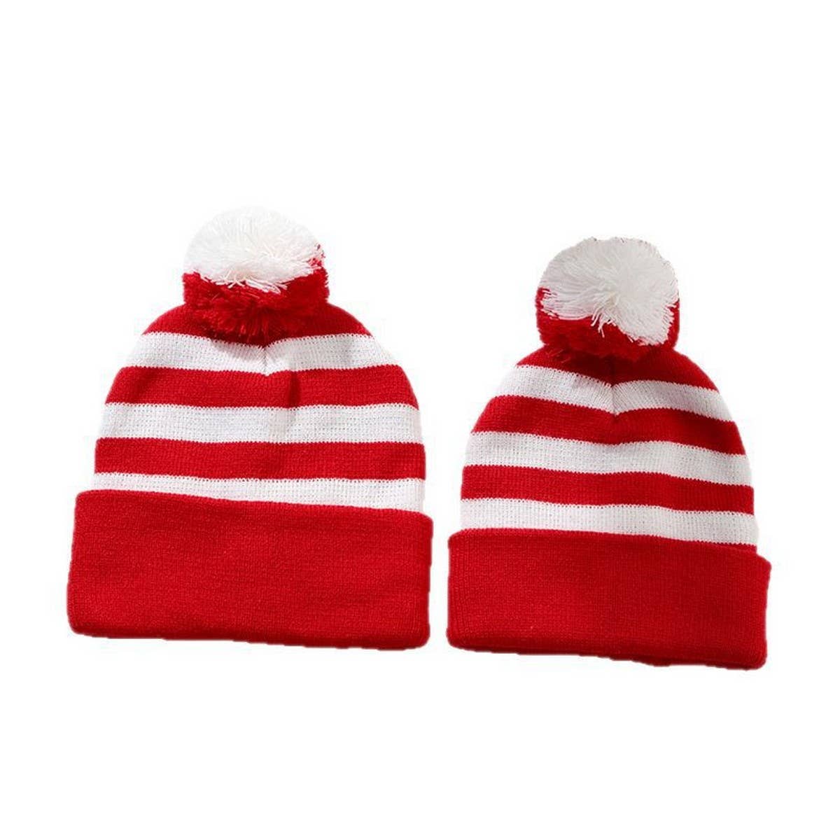 CWMS02754_CHRISTMAS STRIPED KNIT BEANIE HAT