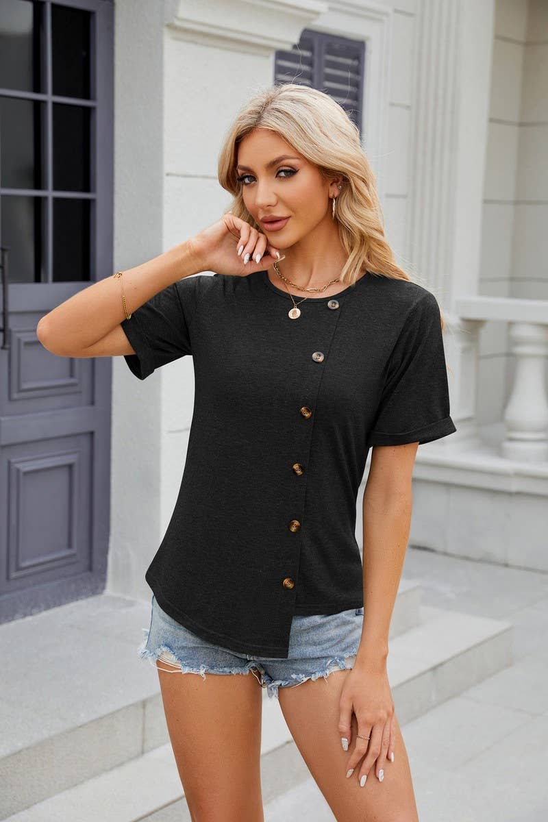 CWTTS0841_Round Neck Short Sleeve Knit Top