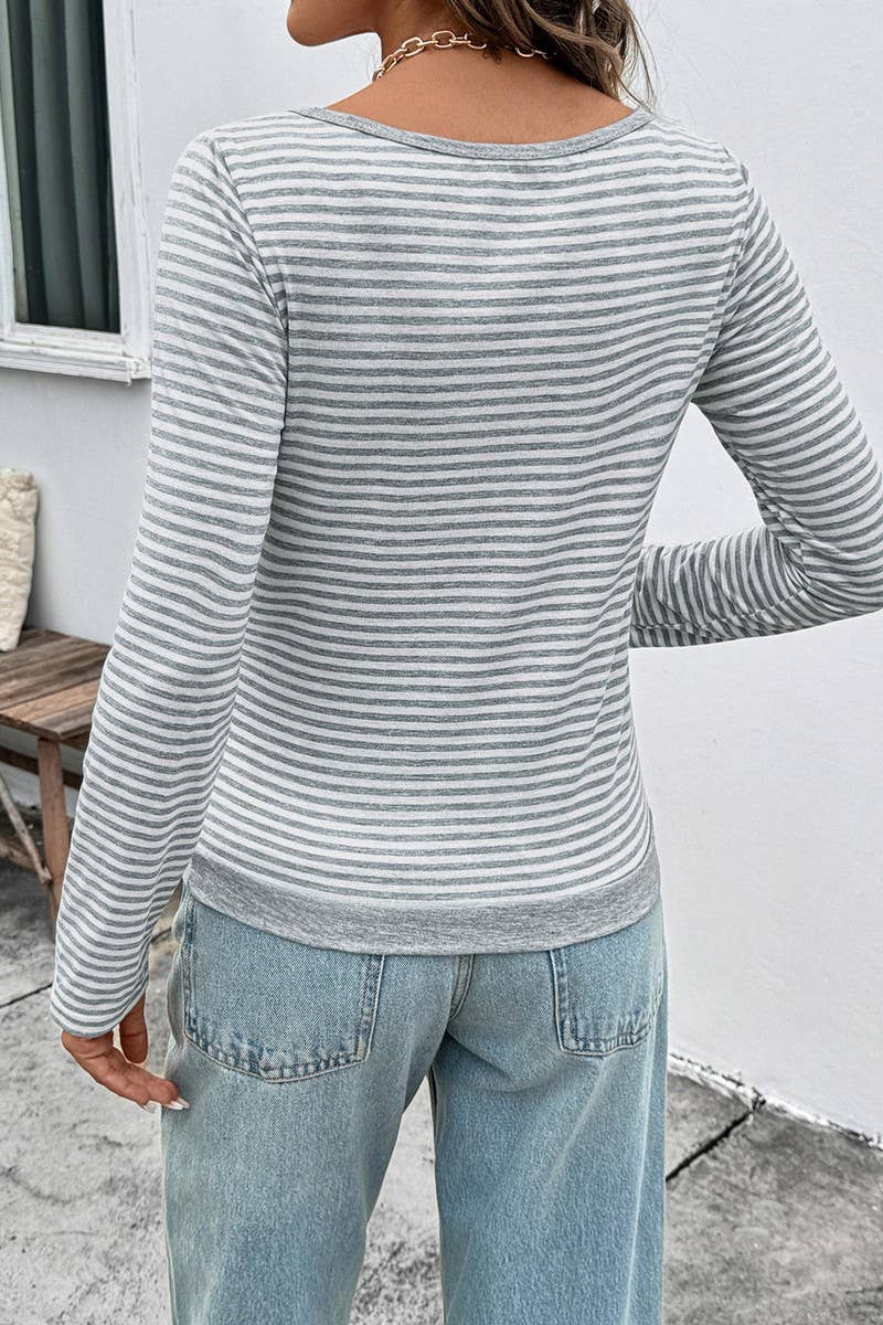 CWTBLL00750_STRIPED LONG-SLEEVED PULLOVER T-SHIRT TOP