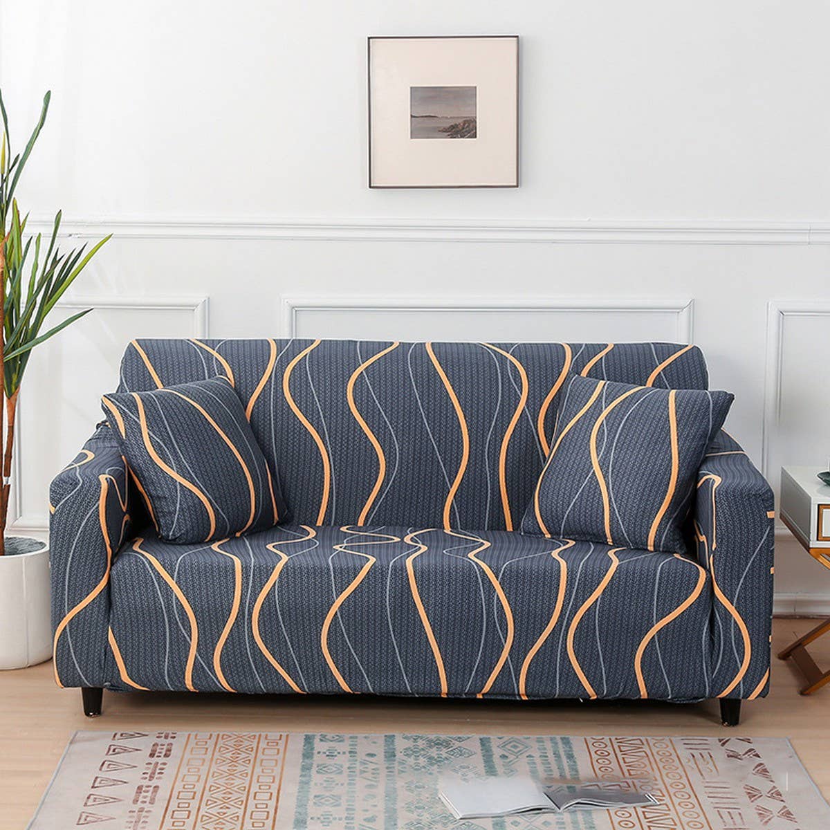 Modern Knit Sofa Cover, Stretch Fit, Solid Color