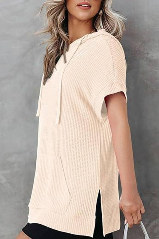 CWDSD4920_SUMMER DRAWSTRING HOODED DRESS SHORT