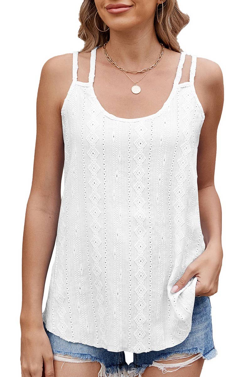 CWOV0683_SOLID COLOR ROUND NECK SLEEVELESS CAMISOLE