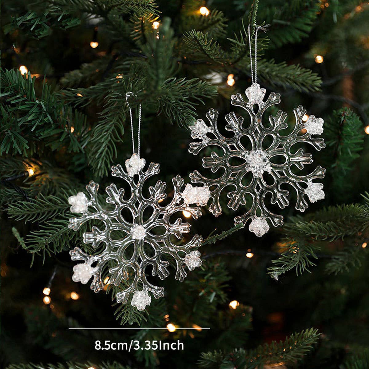 Clear Acrylic Christmas Tree Ornament with Glitter