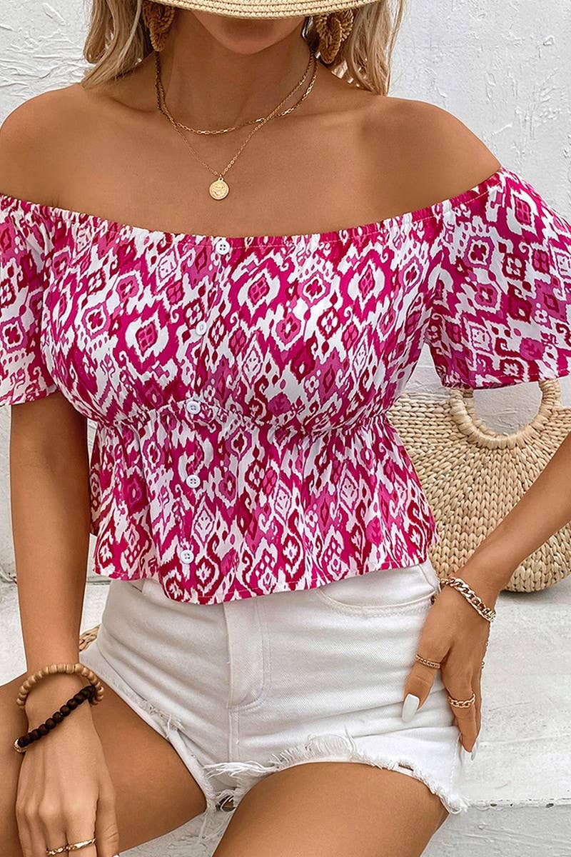 CWTBLS0963_OFF-SHOULDER PRINTED BUTTON-DOWN SHIRT