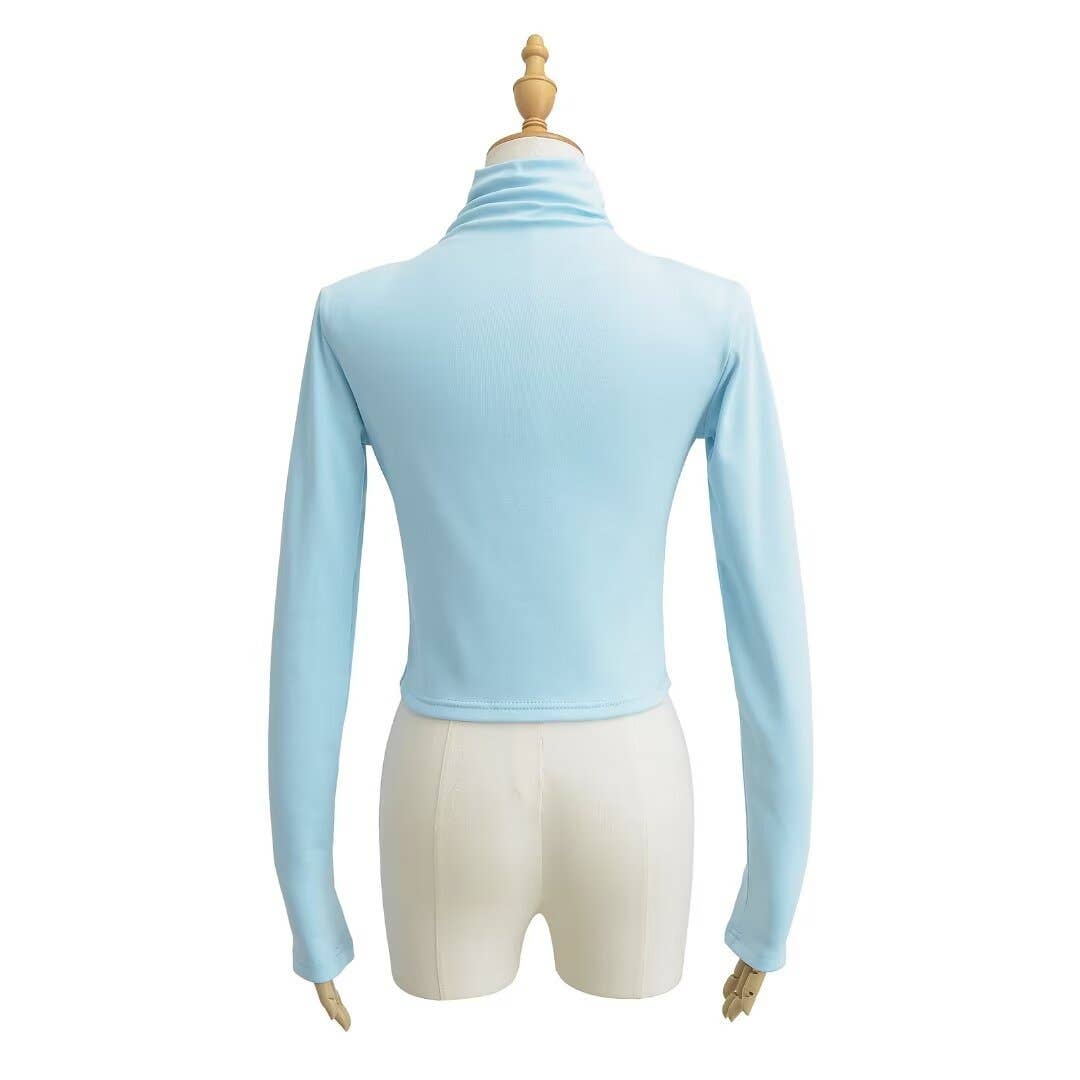 CASUAL SHOULDER PAD SHORT VELVET TURTLENECK BASE