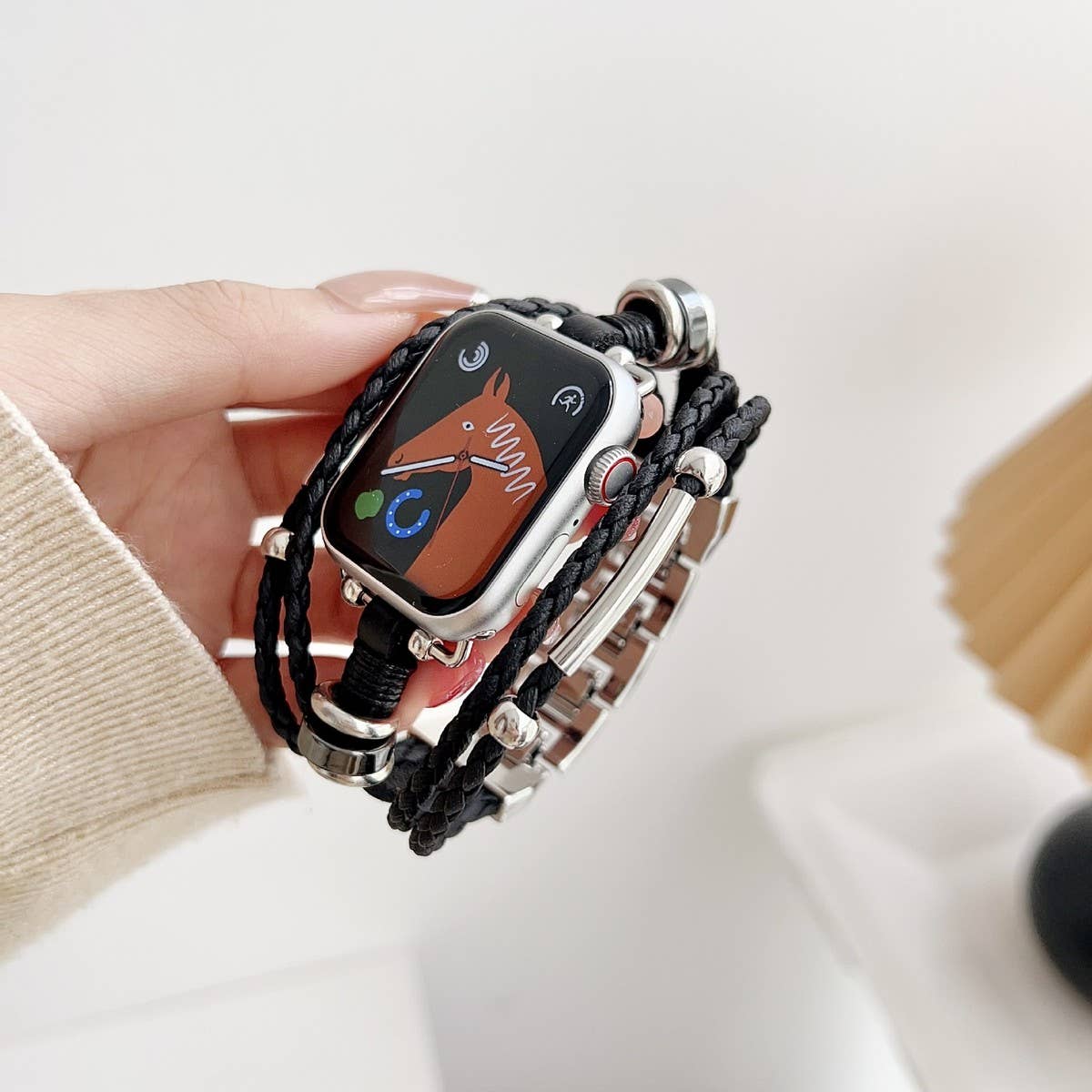 BOHEMIAN STYLE IWATCH9 GENUINE LEATHER WOVEN STRAP_CWWW0067