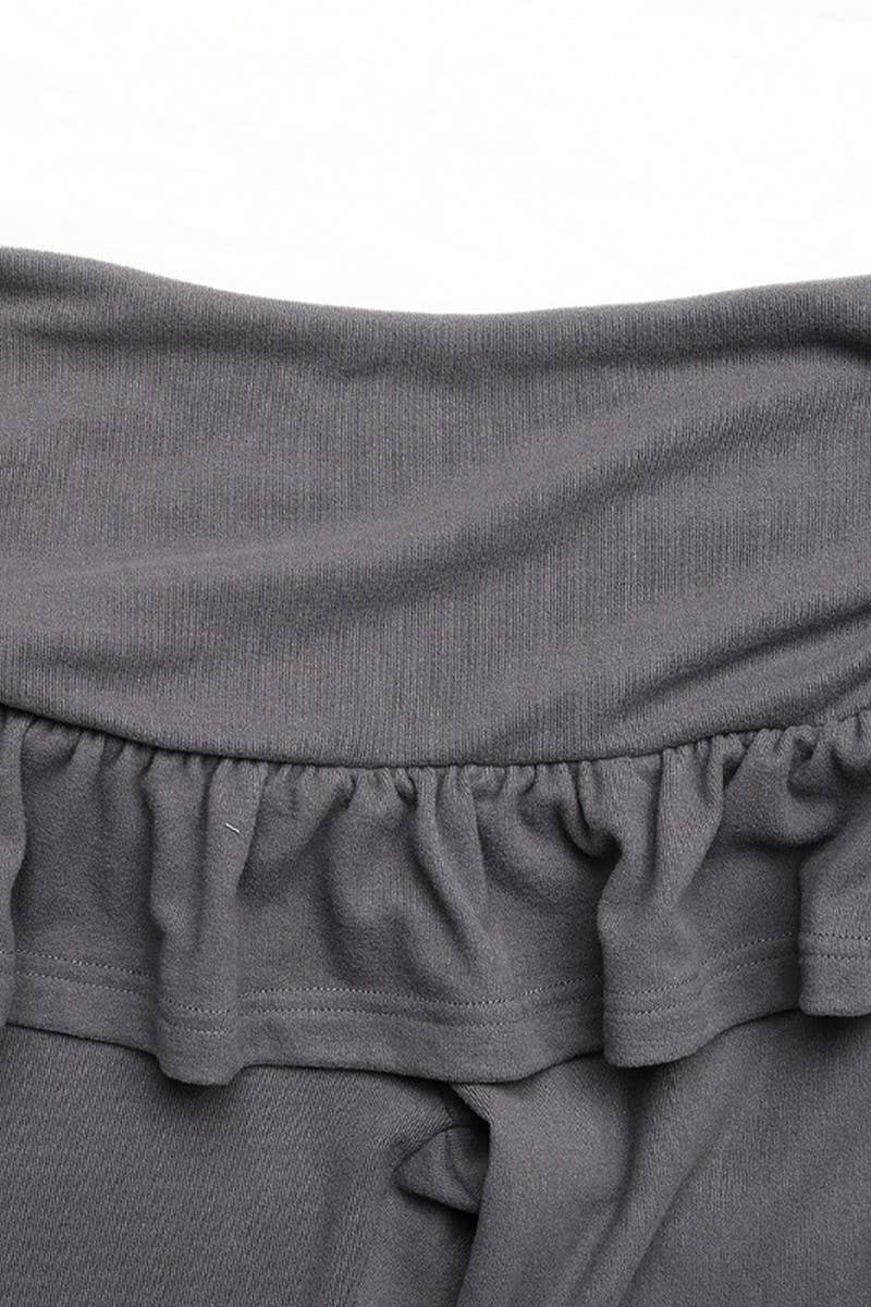 CWBLP2148_SOLID BALLET LAYERED FLARE LEG CASUAL PANTS