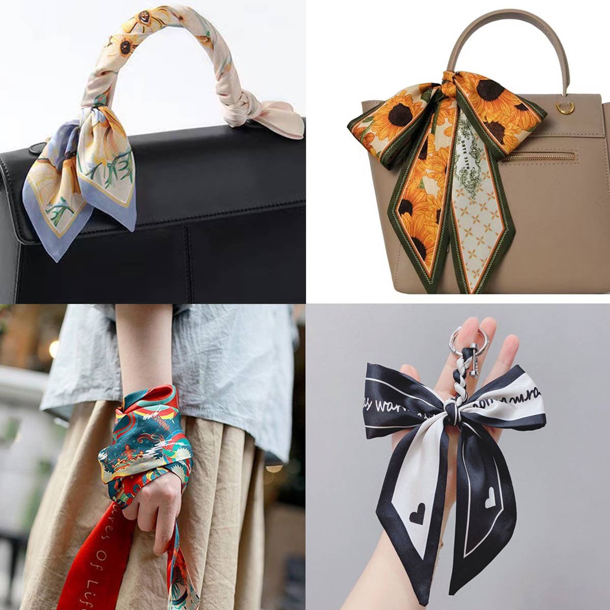 Chic Bowknot Letter Print Skinny Scarf Ribbon_CWASC0099