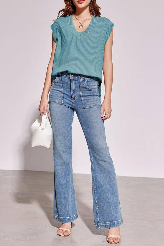 CWOSWS0121_V-NECK SLEEVELESS LOOSE PULLOVER SWEATER VEST