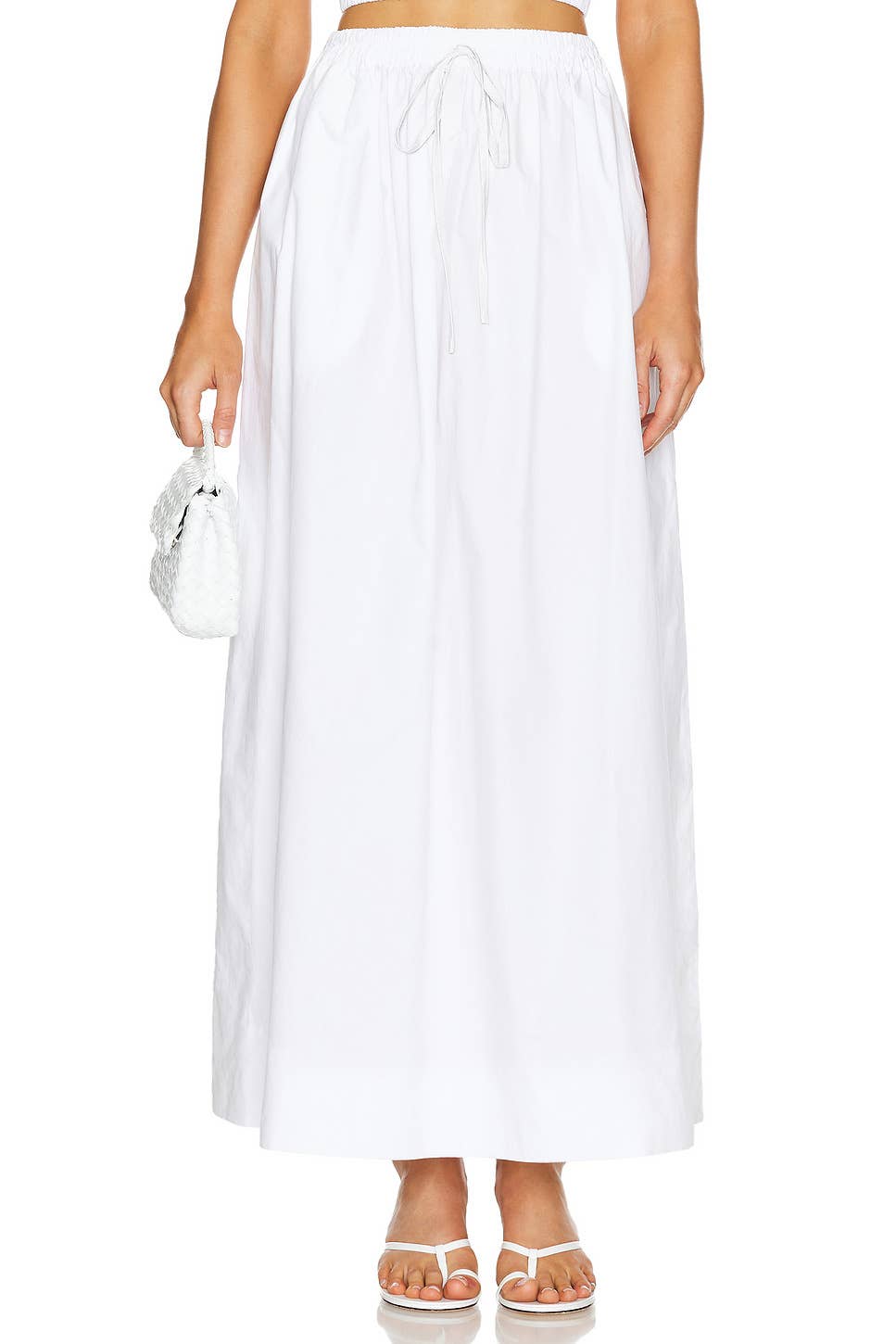 COTTON HIGH-WAISTED SLIT SOLID COLOR DRESS