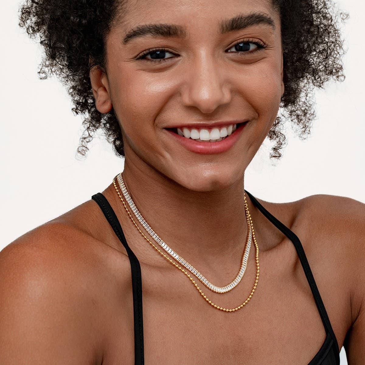 STACKED TWO-LAYER DIAMOND CHAIN NECKLACE_CWMM3623