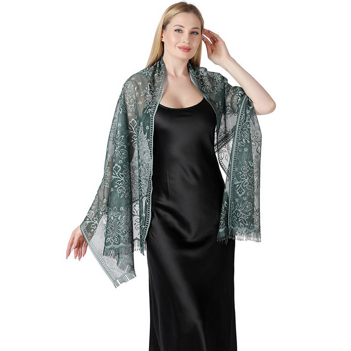 Floral Lace Tie-Dye Shawl ? Bridal Evening Wrap