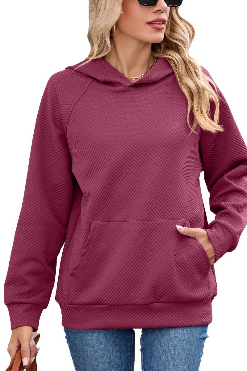 CWOHOL00661_SOLID HOODED POCKET CASUAL SWEATSHIRT