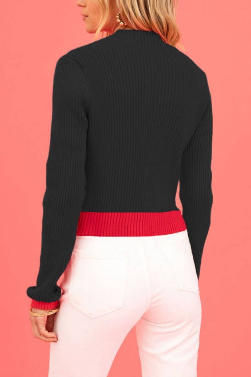 CWOSWL5856_LOVE MATCH COLOR SLIM-FIT LONG-SLEEVED SWEATER