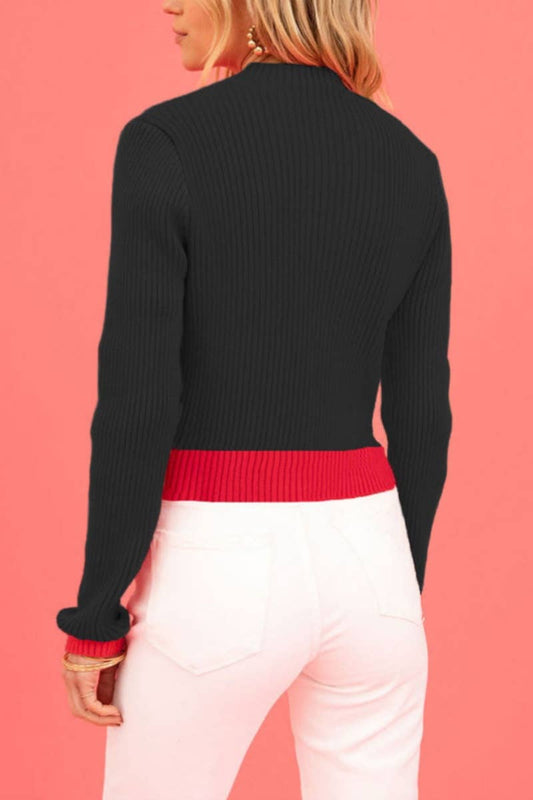 CWOSWL5856_LOVE MATCH COLOR SLIM-FIT LONG-SLEEVED SWEATER