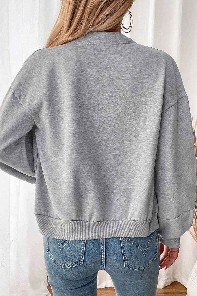 CWOCO1157_SHORT THICKENED SOLID COLOR SWEATER JACKET