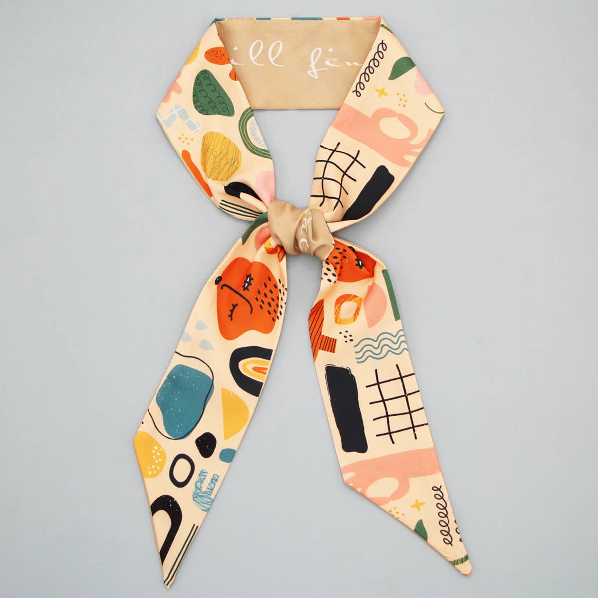Floral Letter Skinny Twilly Scarf for Hair & Bags