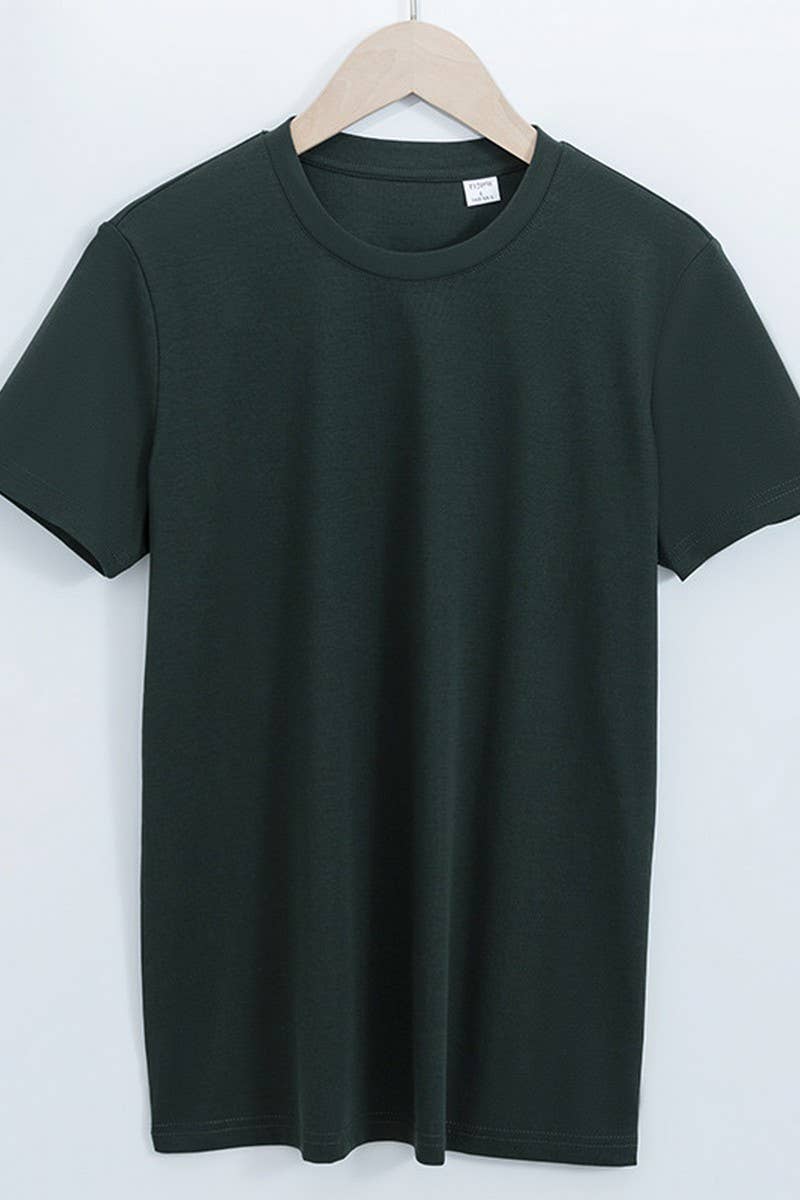 CWTTS1037_SOLID COLOR CASUAL ROUND NECK WOMEN T-SHIRT