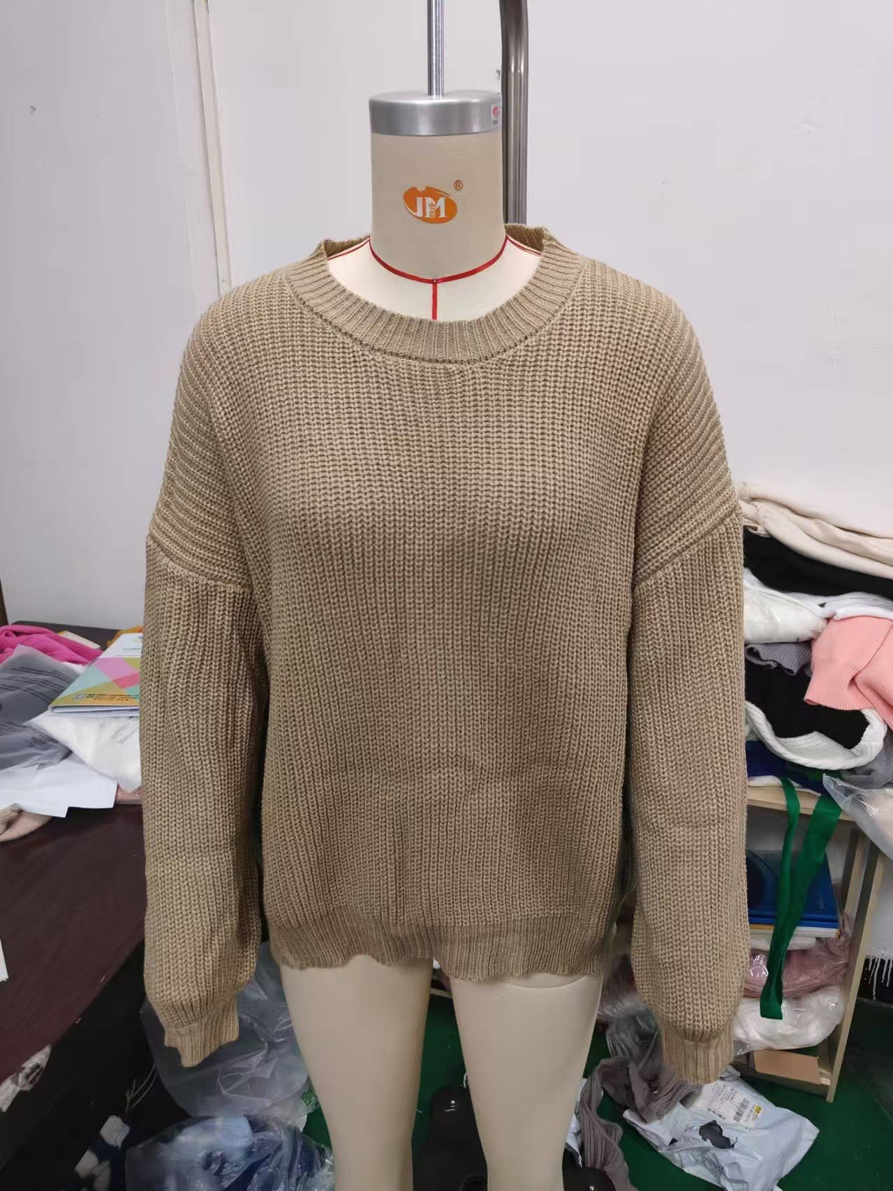 CREW-NECK FLARED CUFF JUMPER LOOSE SWEATER