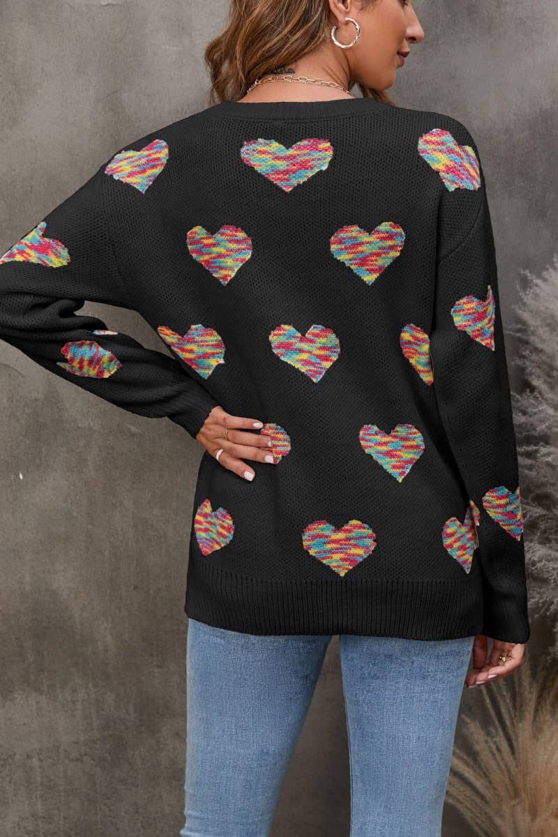 CWOSWL5187_KNITTED COLOR JACQUARD LOVE LONG-SLEEVED SWEATER