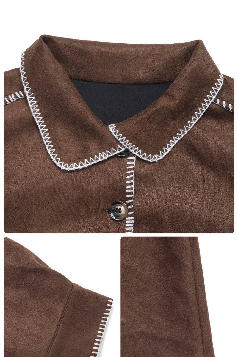 CWOJA00728_VINTAGE CONTRAST TRIM COLLARED SHIRT JACKET