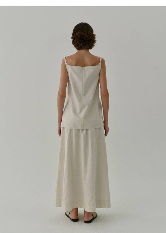 French casual loose cotton hemp camisole vest