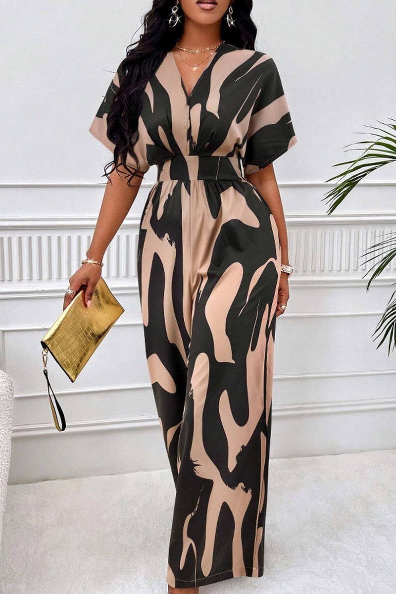 CWSJS1661_WOMEN'S PRINTED BATWING SLEEVE WIDE LEG JUMPSUIT