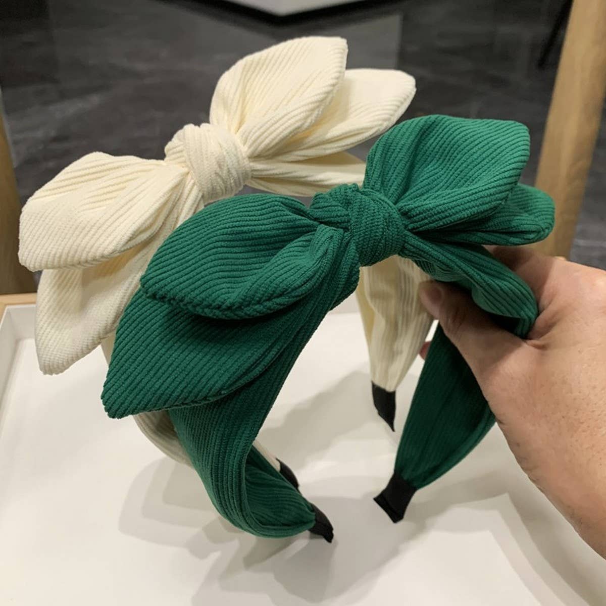 AUTUMN AND WINTER RABBIT EARS CUTE BOW HEADBAND_CWAHA2559