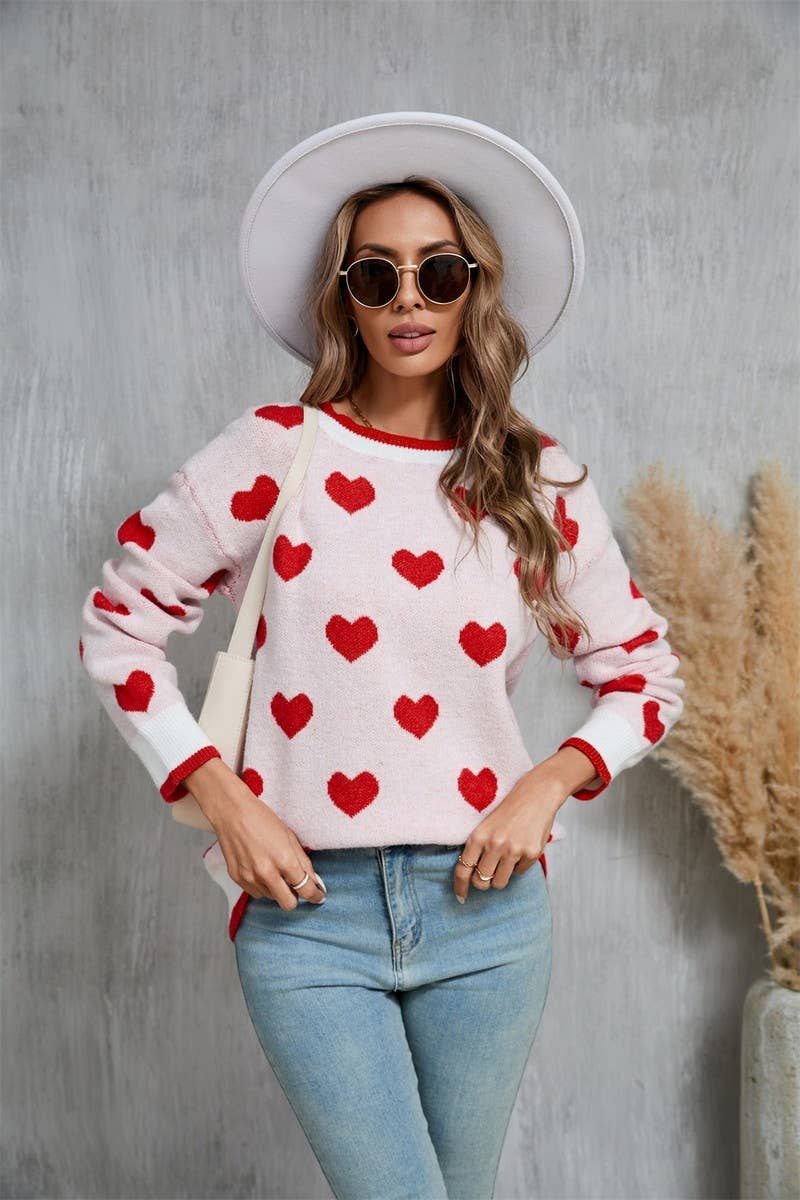 CWOSWL5761_LOVE JACQUARD VALENTINE'S DAY KNITTED SWEATER