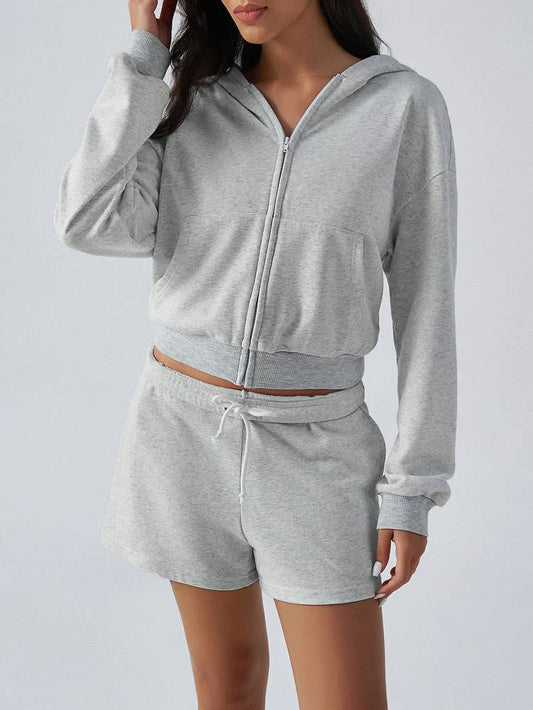 BM WIND ZIPPER LONG SLEEVE HOODIE SHORTS SUIT