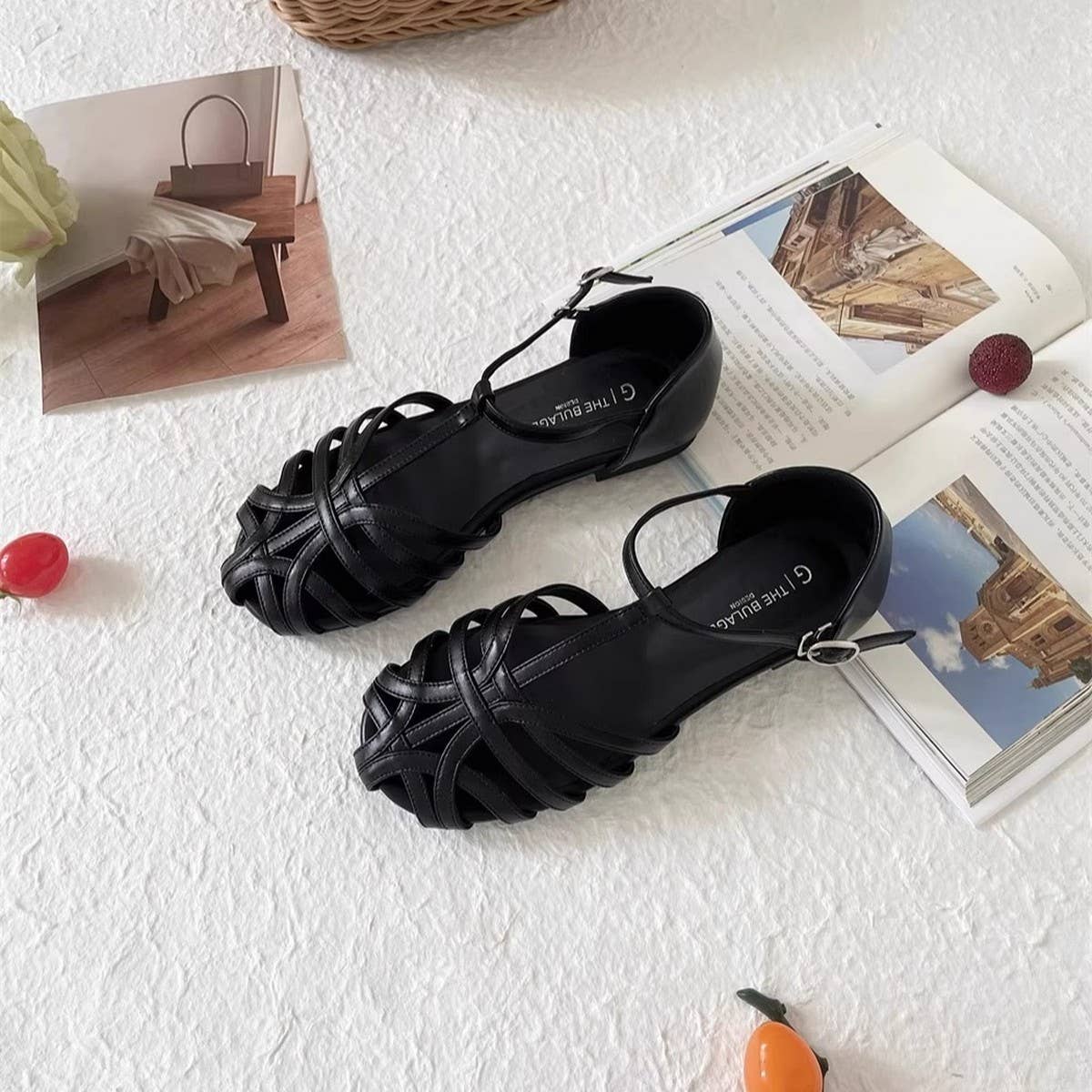 Vintage Flat Roman Sandals with Woven Cutouts