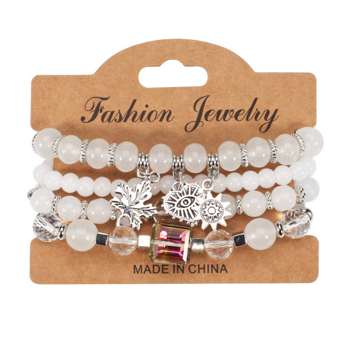 MULTI-LAYERED MAPLE LEAF HEART PENDANT BRACELET