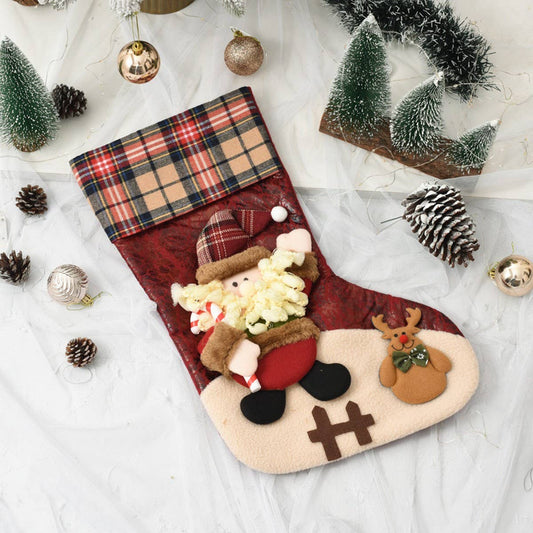 SEQUINED 3D SANTA CLAUS CHRISTMAS STOCKINGS