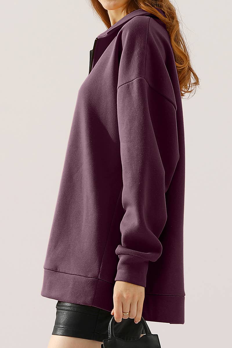 CWOHOL431_Zip Neck Lightweight Pullover Sweatshirt