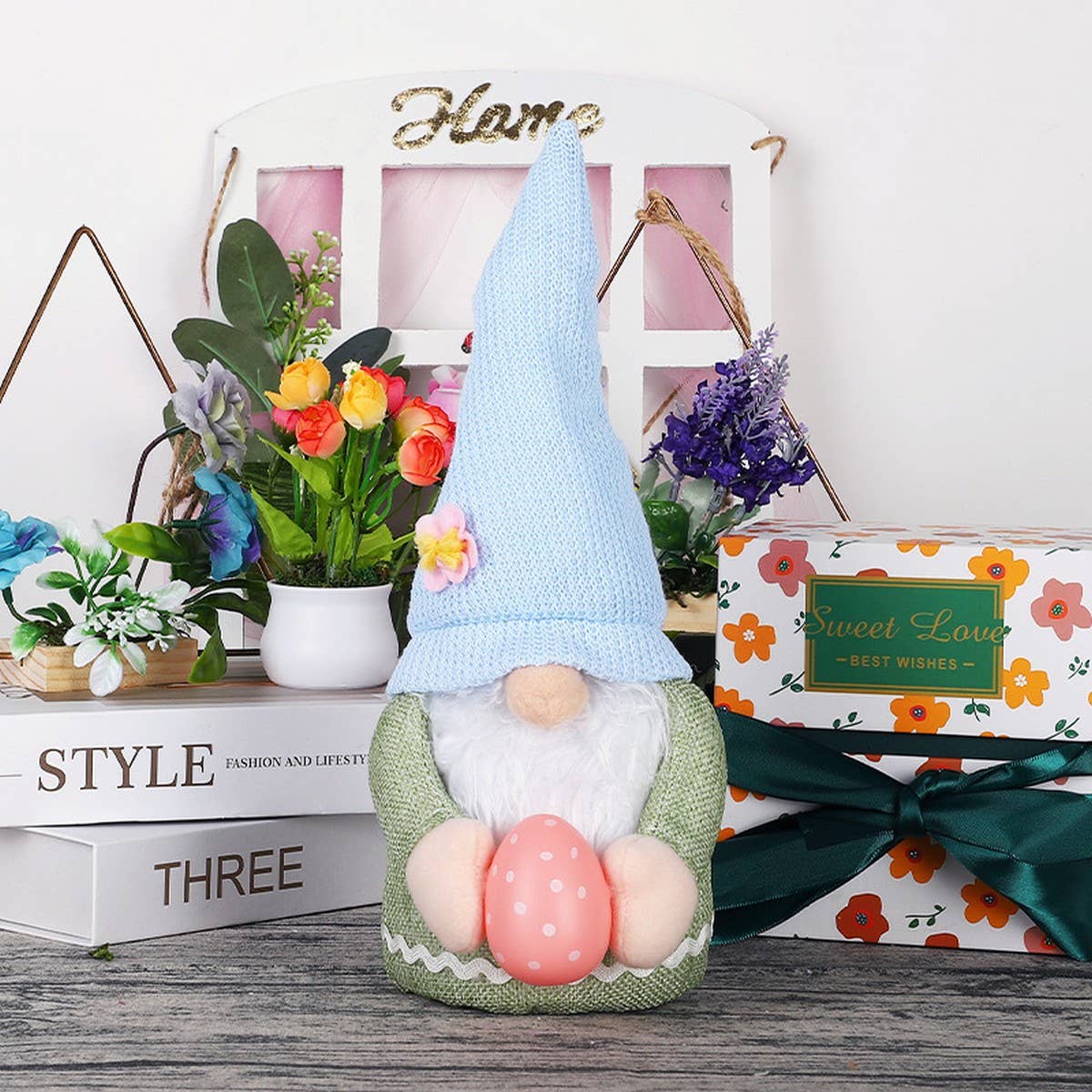 EASTER EARS BUNNY HOLDING EGG DWARF DOLL