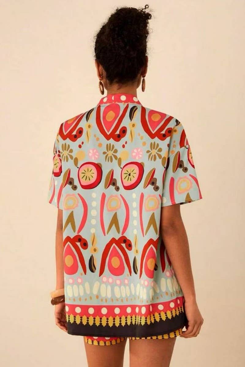 CWSTB2001_CASUAL FLORAL PRINT SHORT SLEEVE & SHORTS SET