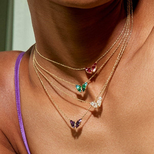 BUTTERFLY TEMPERAMENT VERSATILE ZIRCON NECKLACE_CWMM3752