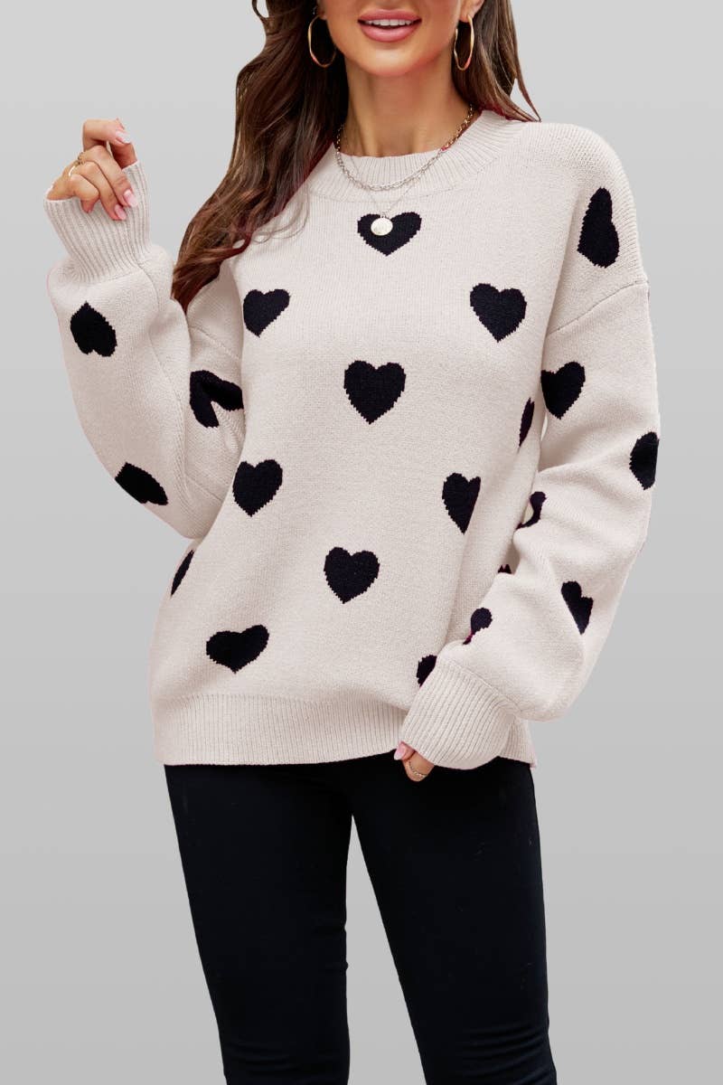 CWOSWL5841_LOVE CREW-NECK LONG-SLEEVED SWEATER