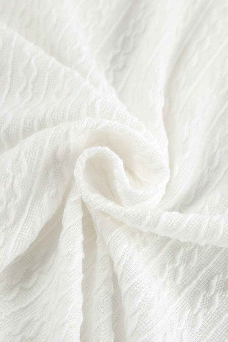 CWSPJ0313_WHITE KNITTED LACE PAJAMAS TWO-PIECE SET