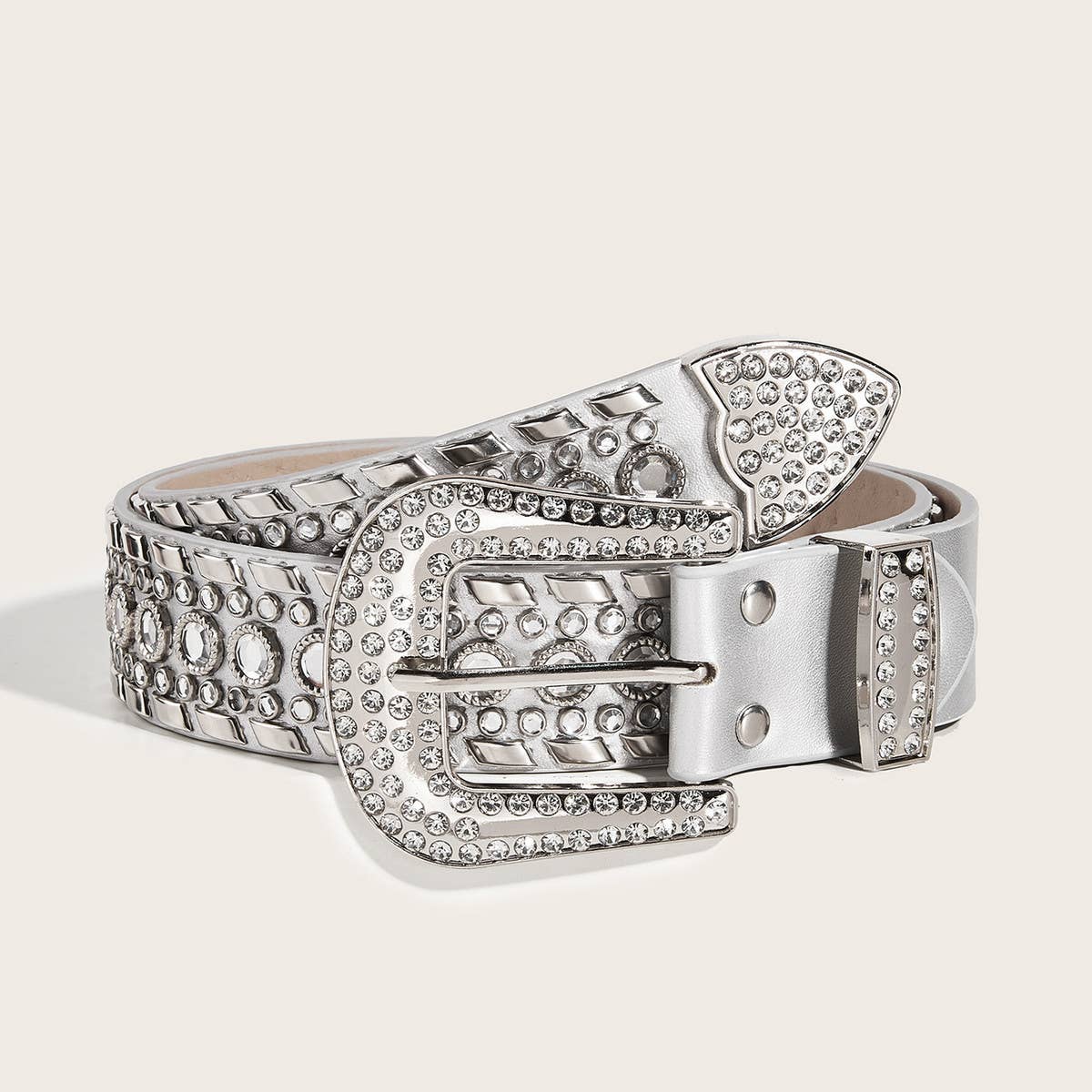 PUNK STYLE RIVET RHINESTONE BELT_CWABE0264